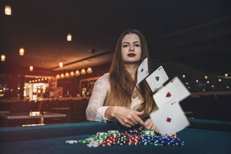 Casino Hold'em table layout on ayowd88 showing community cards and player hand